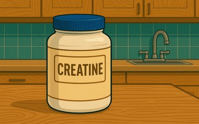 cartoon of a creatine bottle