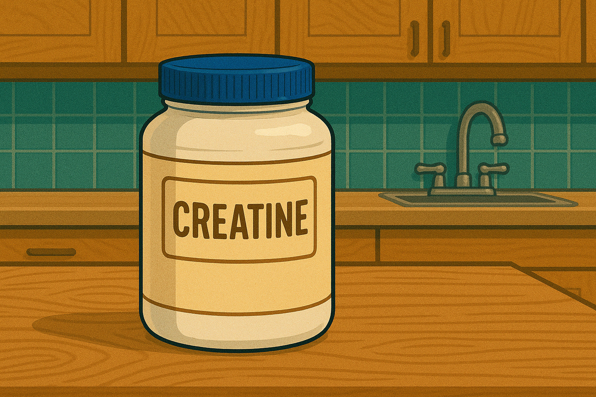 cartoon of a creatine bottle