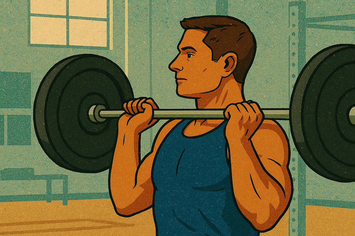 cartoon of person lifting heavy weights