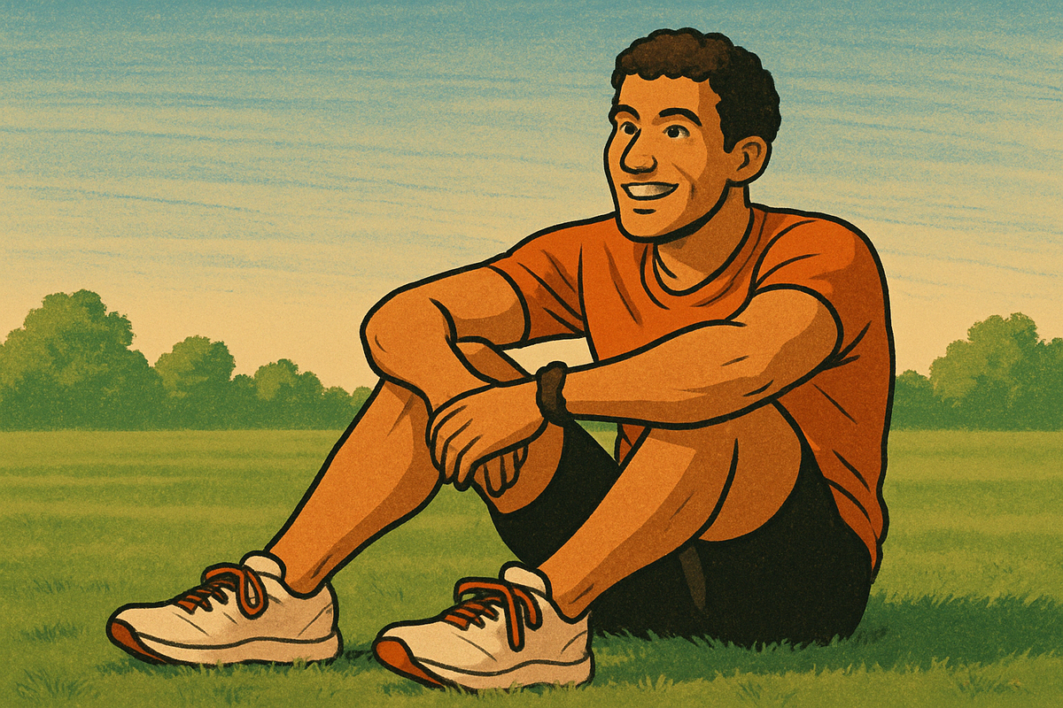 cartoon of a person taking a break during excercise