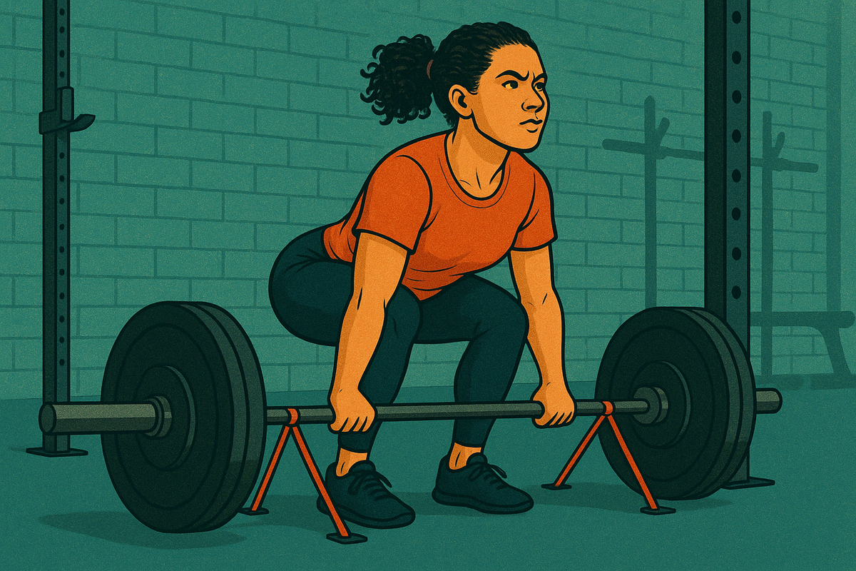 cartoon of a person deadlifting